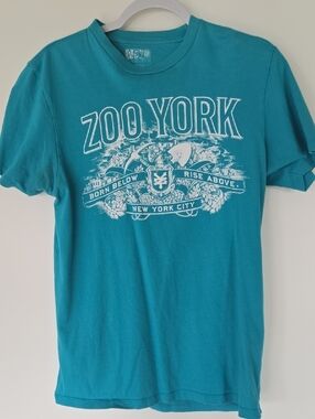 Zoo York Teal Crewneck Tee with White Crest Graphic